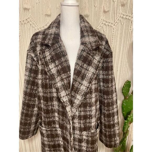 COTTON ON Long Oversized Plaid Coat Size L (AS IS) - Picture 3 of 16